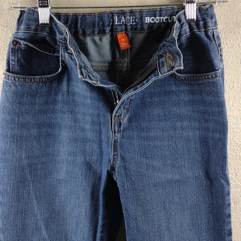 Children's Place Dark Medium Wash Five Pocket Mid Rise Boot Cut Denim Jean